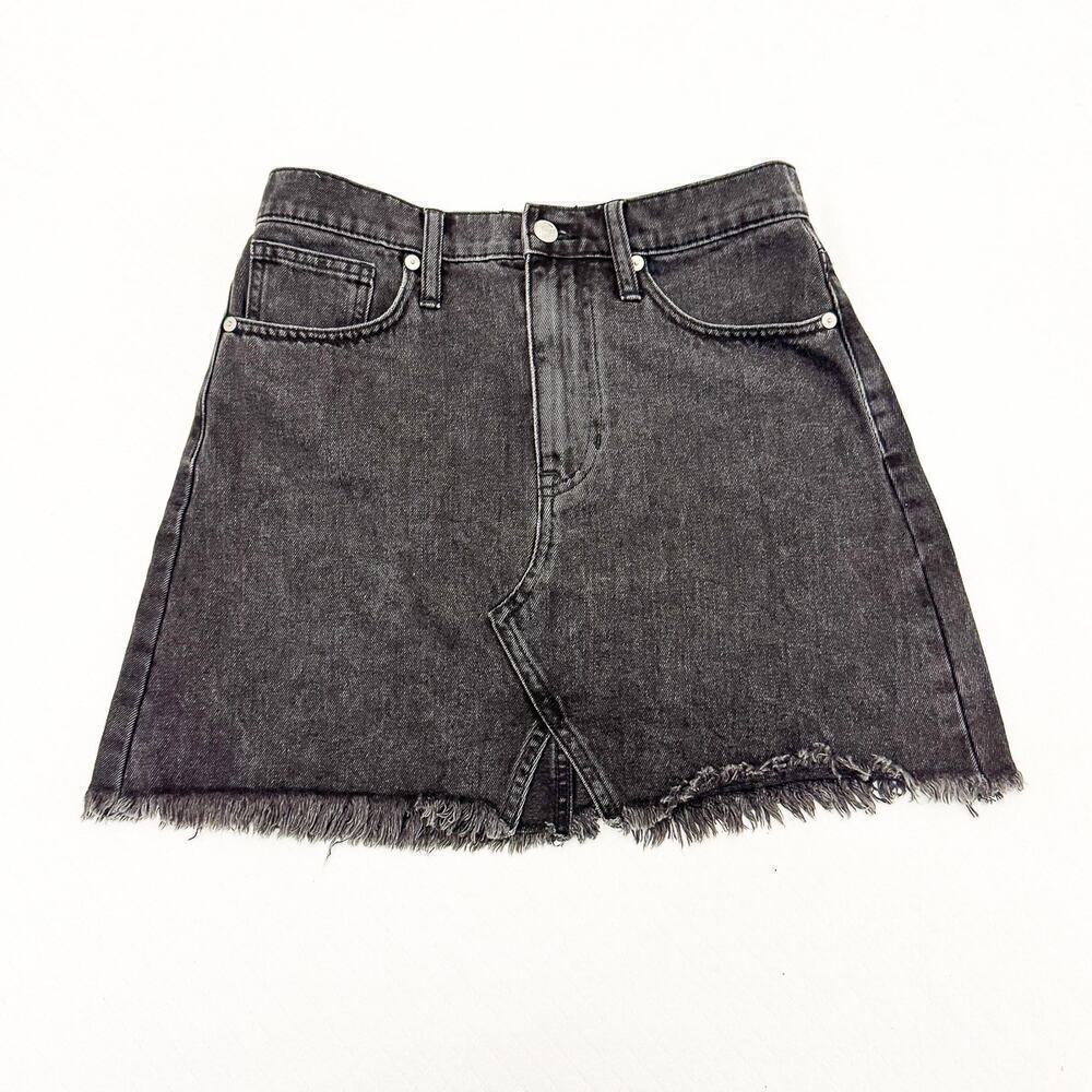 Madewell Rigid A-Line Denim Skirt Pique Front Charcoal Black Denim Jeans Size 27